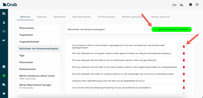 Beheersmaatregelen toevoegen of verwijderen