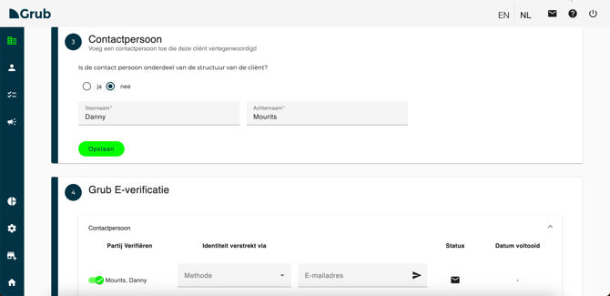 Contactpersoon en Grub e-Verificatie