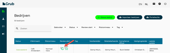 Grub en Review alert
