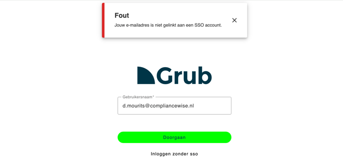 Jouw account is niet gekoppeld aan SSO