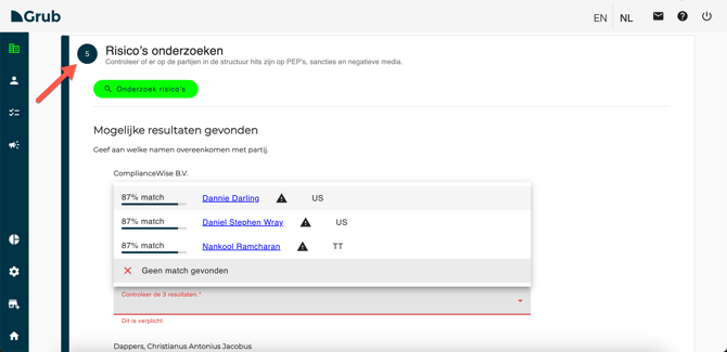 PEP, Sancties en Negatieve media onderzoek in Grub